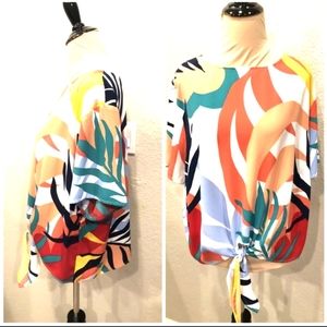 Abstract Print Tie-Hem Top